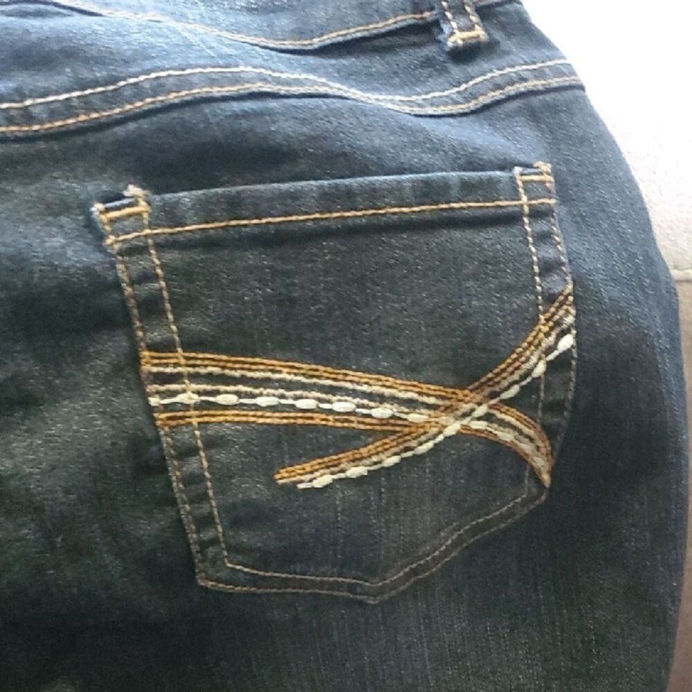 Mudd Jeans Womens Size 9 Junior Sizing Blue Skinny Jeans Sleek Embellished